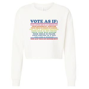 Colorful Vote As If Your Life Depends On It Human Rights Cropped Pullover Crew