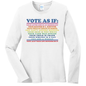 Colorful Vote As If Your Life Depends On It Human Rights Ladies Long Sleeve Shirt