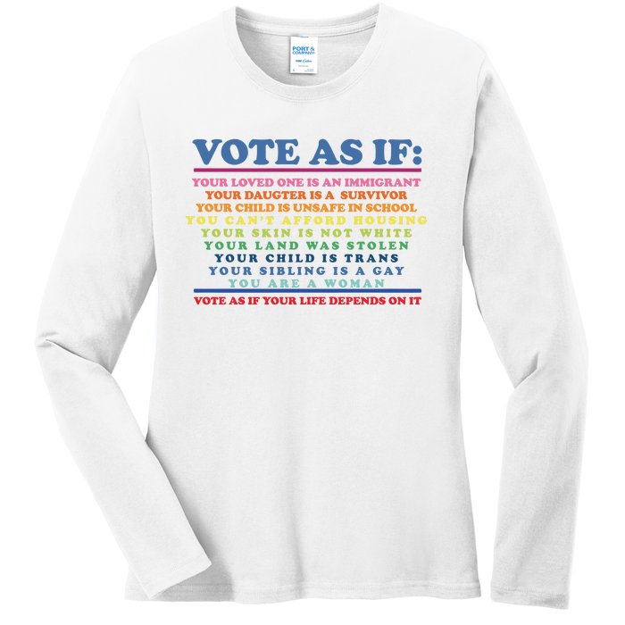 Colorful Vote As If Your Life Depends On It Human Rights Ladies Long Sleeve Shirt