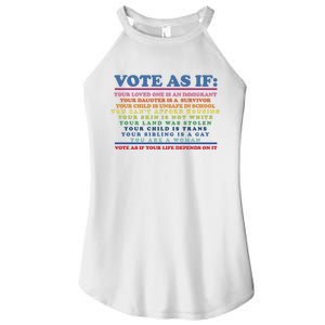 Colorful Vote As If Your Life Depends On It Human Rights Women's Perfect Tri Rocker Tank