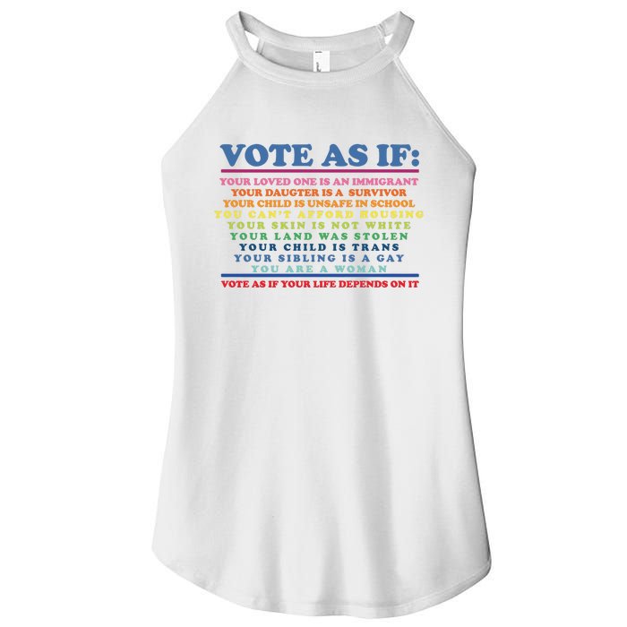 Colorful Vote As If Your Life Depends On It Human Rights Women's Perfect Tri Rocker Tank