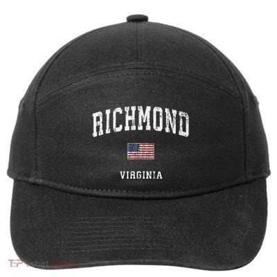 C Vintage American Flag Sports Design 7-Panel Snapback Hat