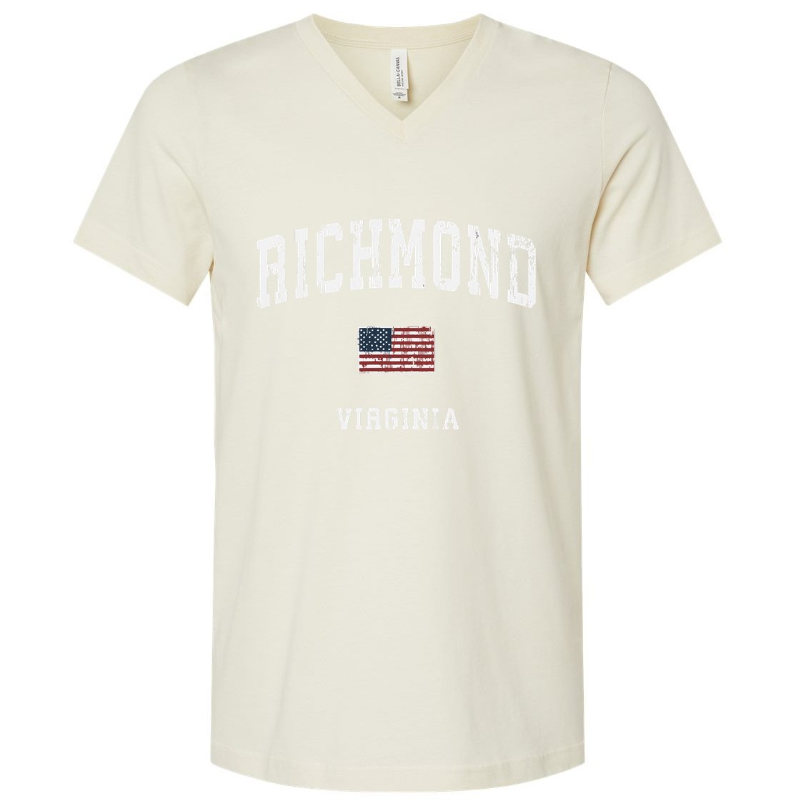 C Vintage American Flag Sports Design V-Neck T-Shirt