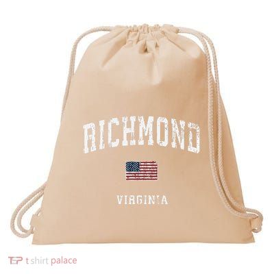 C Vintage American Flag Sports Design Drawstring Bag