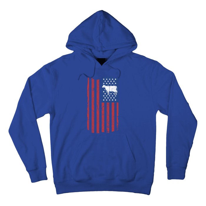 Cow Vintage American Flag Retro Dairy Farmer Gift Great Gift Hoodie