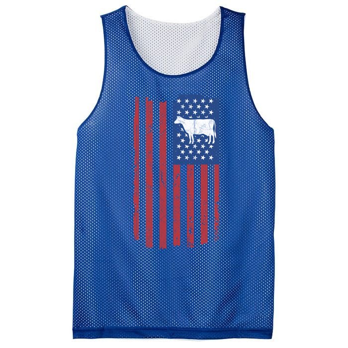 Cow Vintage American Flag Retro Dairy Farmer Gift Great Gift Mesh Reversible Basketball Jersey Tank