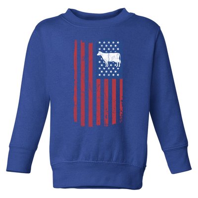 Cow Vintage American Flag Retro Dairy Farmer Gift Great Gift Toddler Sweatshirt