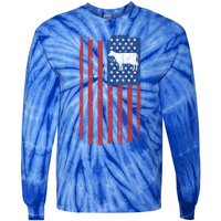 Cow Vintage American Flag Retro Dairy Farmer Gift Great Gift Tie-Dye Long Sleeve Shirt