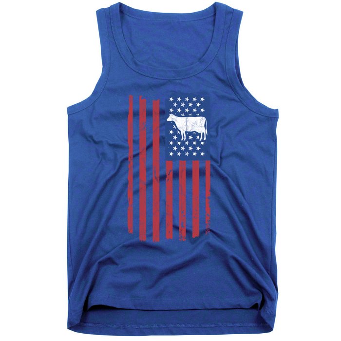 Cow Vintage American Flag Retro Dairy Farmer Gift Great Gift Tank Top