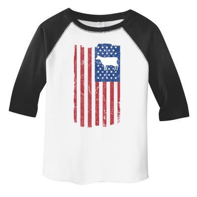 Cow Vintage American Flag Retro Dairy Farmer Gift Great Gift Toddler Fine Jersey T-Shirt