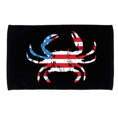 Crab Vintage American Flag Microfiber Hand Towel