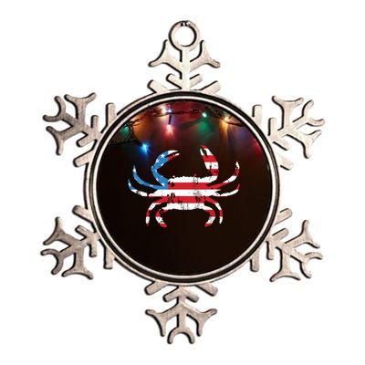 Crab Vintage American Flag Metallic Star Ornament