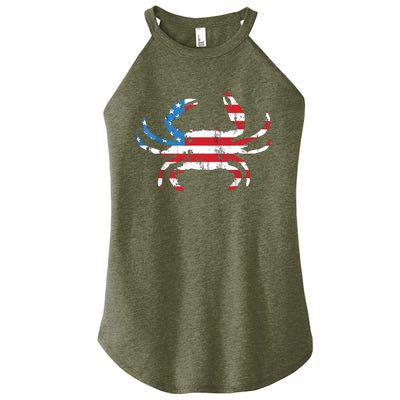 Crab Vintage American Flag Women's Perfect Tri Rocker Tank