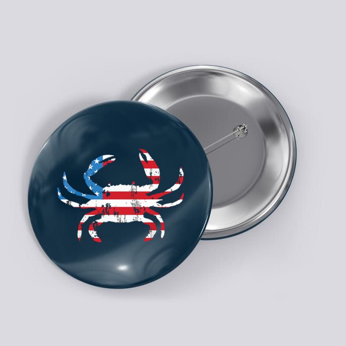 Crab Vintage American Flag Button