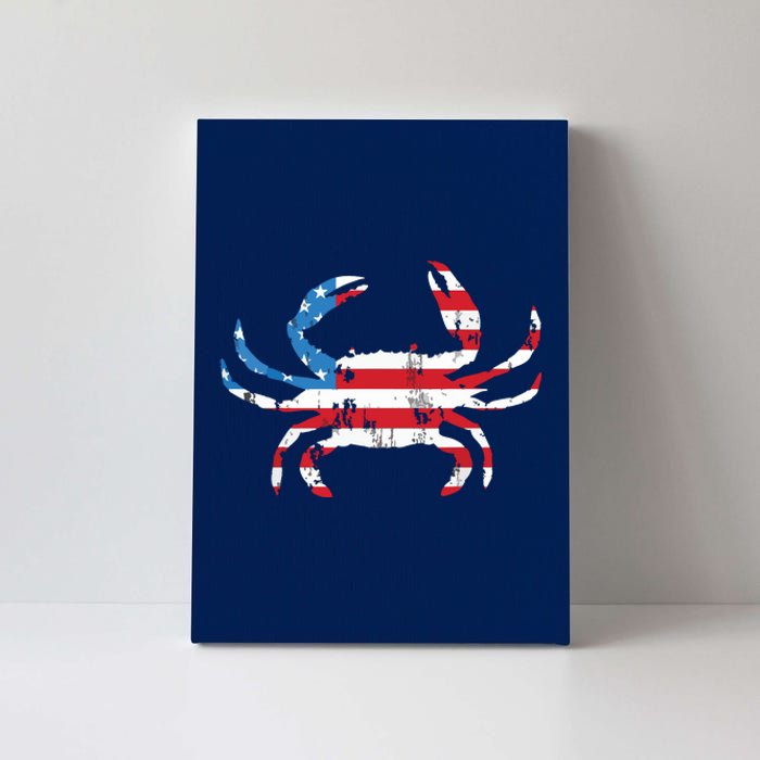 Crab Vintage American Flag Canvas