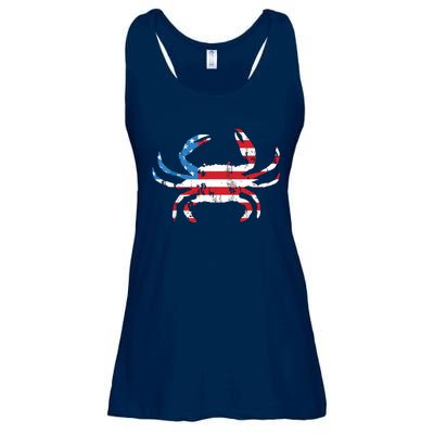 Crab Vintage American Flag Ladies Essential Flowy Tank