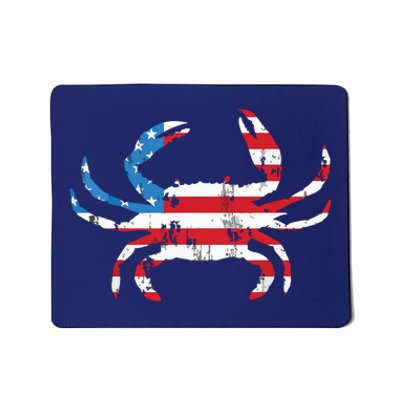 Crab Vintage American Flag Mousepad