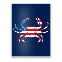 Crab Vintage American Flag Poster