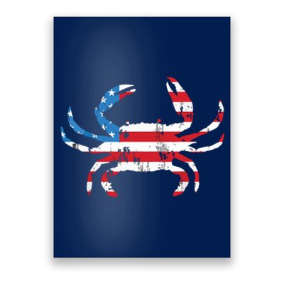 Crab Vintage American Flag Poster