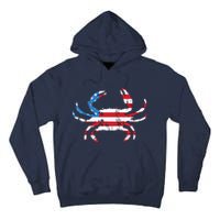 Crab Vintage American Flag Tall Hoodie