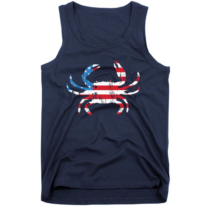 Crab Vintage American Flag Tank Top