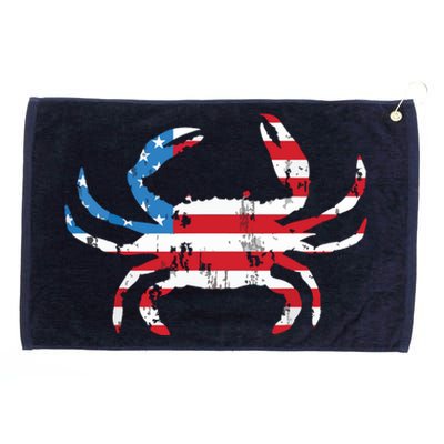 Crab Vintage American Flag Grommeted Golf Towel