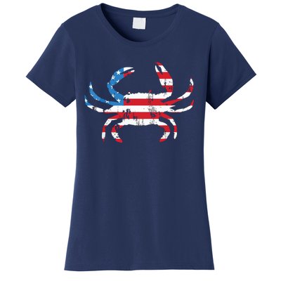 Crab Vintage American Flag Women's T-Shirt