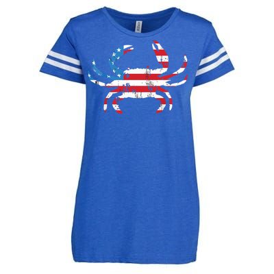 Crab Vintage American Flag Enza Ladies Jersey Football T-Shirt