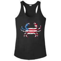 Crab Vintage American Flag Ladies PosiCharge Competitor Racerback Tank