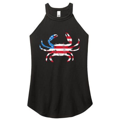 Crab Vintage American Flag Women's Perfect Tri Rocker Tank