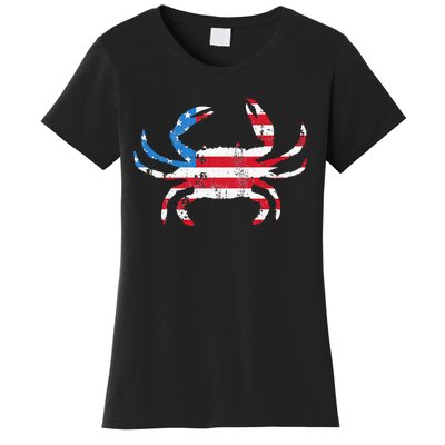 Crab Vintage American Flag Women's T-Shirt