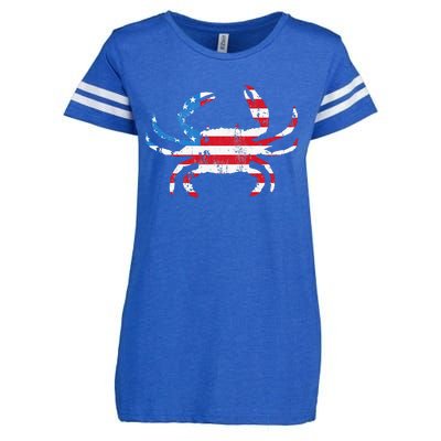 Crab Vintage American Flag Enza Ladies Jersey Football T-Shirt