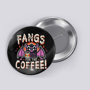 Cute Vampire Bat Fangs For The Coffee! Halloween Button