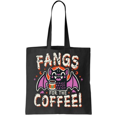 Cute Vampire Bat Fangs For The Coffee! Halloween Tote Bag