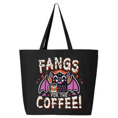 Cute Vampire Bat Fangs For The Coffee! Halloween 25L Jumbo Tote