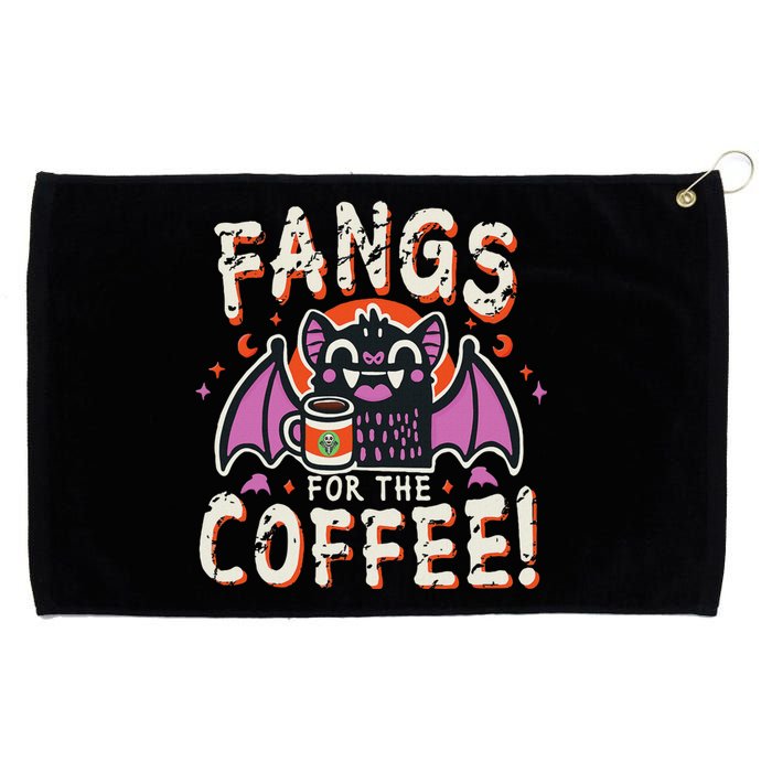 Cute Vampire Bat Fangs For The Coffee! Halloween Grommeted Golf Towel