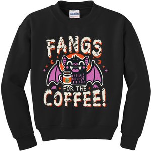 Cute Vampire Bat Fangs For The Coffee! Halloween Kids Sweatshirt