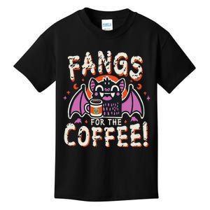 Cute Vampire Bat Fangs For The Coffee! Halloween Kids T-Shirt