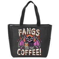 Cute Vampire Bat Fangs For The Coffee! Halloween Zip Tote Bag