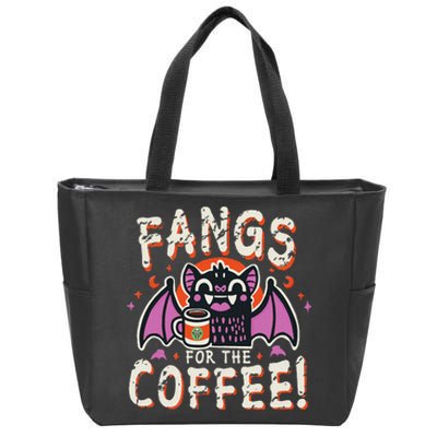 Cute Vampire Bat Fangs For The Coffee! Halloween Zip Tote Bag