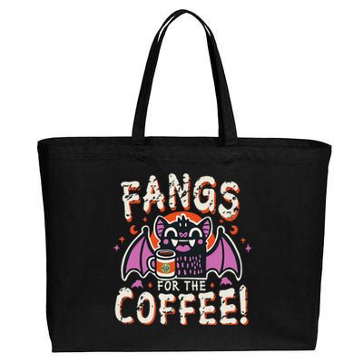 Cute Vampire Bat Fangs For The Coffee! Halloween Cotton Canvas Jumbo Tote