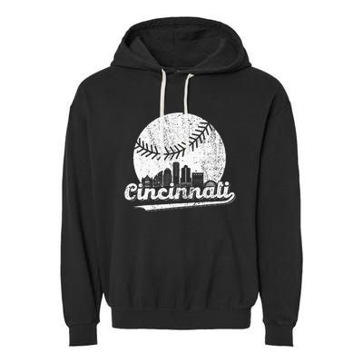 Cincinnati Vintage Baseball Distressed Retro Garment-Dyed Fleece Hoodie