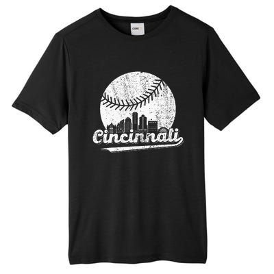 Cincinnati Vintage Baseball Distressed Retro Tall Fusion ChromaSoft Performance T-Shirt