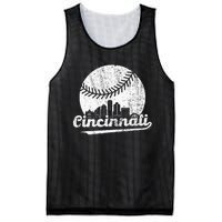 Cincinnati Vintage Baseball Distressed Retro Mesh Reversible Basketball Jersey Tank