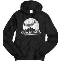 Cincinnati Vintage Baseball Distressed Retro Tie Dye Hoodie