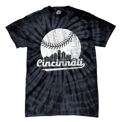 Cincinnati Vintage Baseball Distressed Retro Tie-Dye T-Shirt