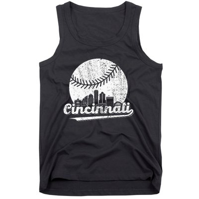 Cincinnati Vintage Baseball Distressed Retro Tank Top