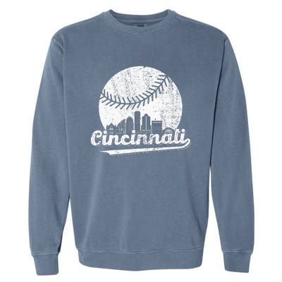 Cincinnati Vintage Baseball Distressed Retro Garment-Dyed Sweatshirt