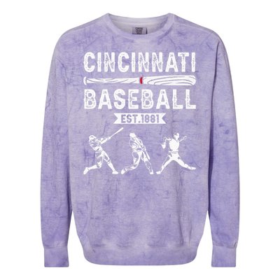 Cincinnati Vintage Baseball Lover Colorblast Crewneck Sweatshirt