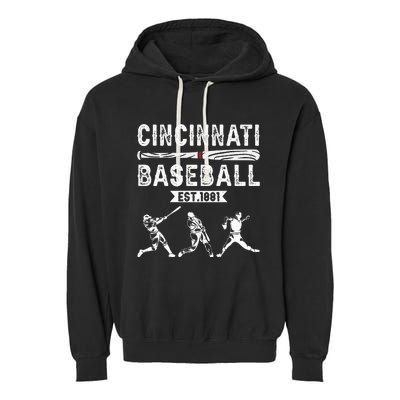 Cincinnati Vintage Baseball Lover Garment-Dyed Fleece Hoodie